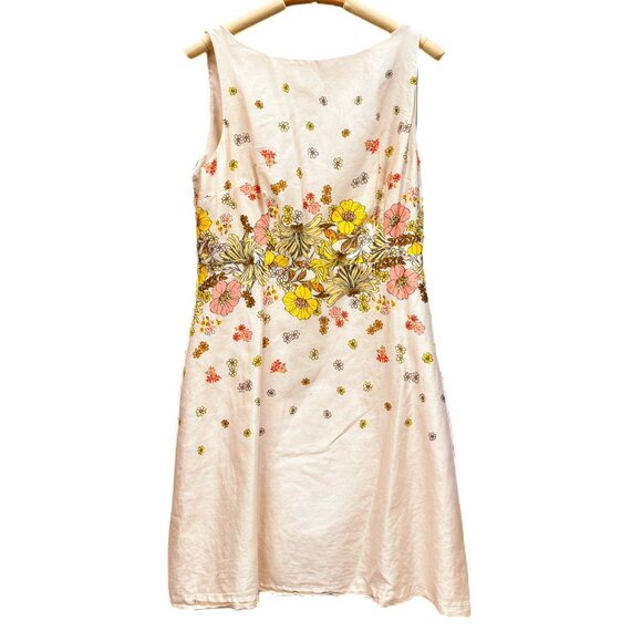 Loft Colorful Sleeveless Floral A-Line Dress with Pockets Back Zip Medium P - Picture 1 of 7